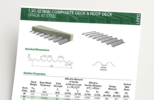 1.3C & 1.5C NON-COMPOSITE DECK PROFILES