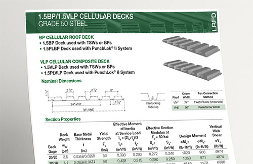 1.5 CELLULAR FLOOR DECK PROFILES
